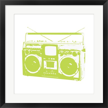 Framed Lime Boom Box Print