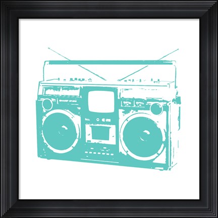 Framed Aqua Boom Box Print