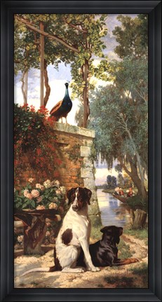 Framed Panneau d&#233;coratif aux chien et Print