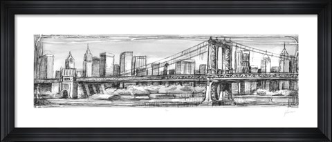 Framed Pen &amp; Ink Cityscape I Print