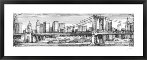 Framed Pen &amp; Ink Cityscape I Print