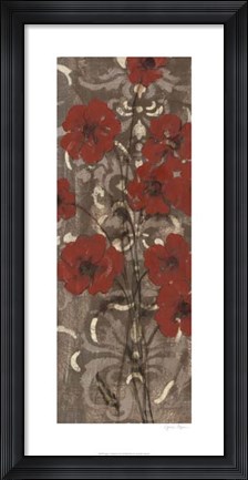 Framed Poppies on Damask I Print