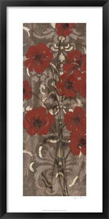 Framed Poppies on Damask I Print