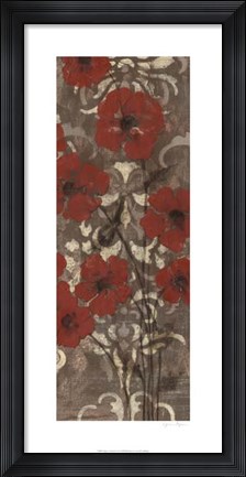 Framed Poppies on Damask II Print