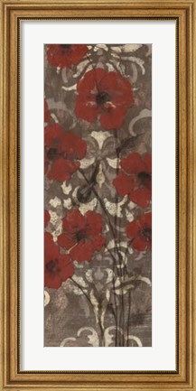 Framed Poppies on Damask II Print