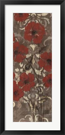 Framed Poppies on Damask II Print