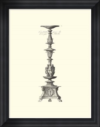 Framed B&amp;W Antique Candlestick I Print