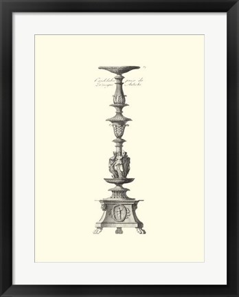 Framed B&amp;W Antique Candlestick I Print