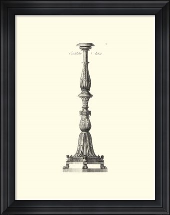 Framed B&amp;W Antique Candlestick II Print