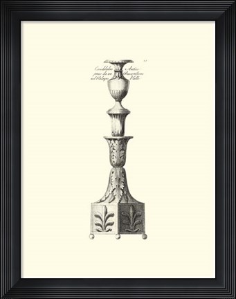 Framed B&amp;W Antique Candlestick III Print