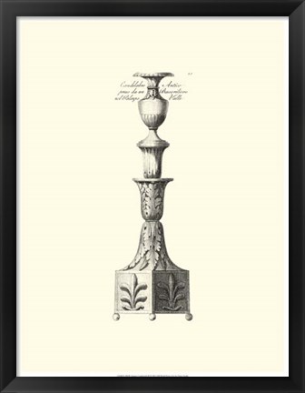 Framed B&amp;W Antique Candlestick III Print