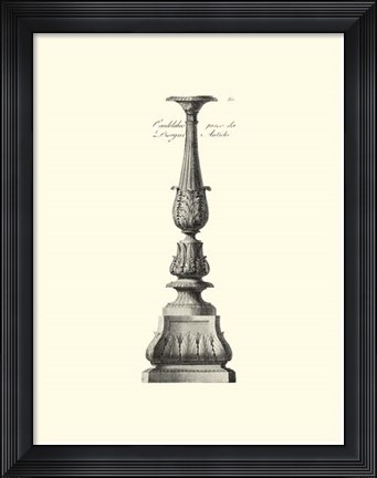 Framed B&amp;W Antique Candlestick IV Print