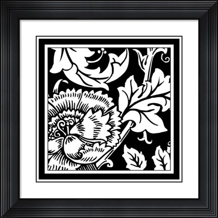 Framed B&amp;W Graphic Floral Motif III Print