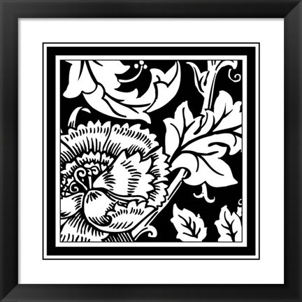 Framed B&amp;W Graphic Floral Motif III Print