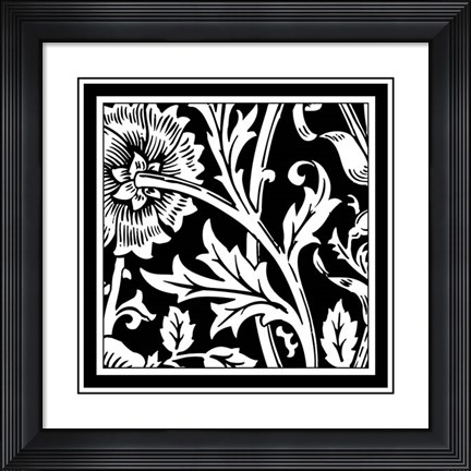 Framed B&amp;W Graphic Floral Motif IV Print