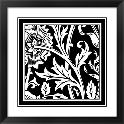 Framed B&amp;W Graphic Floral Motif IV Print