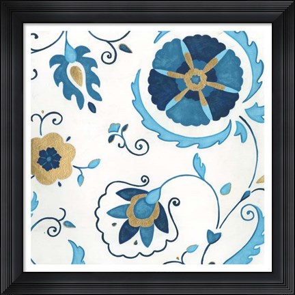 Framed Non-Embellished Gilded Indigo II Print