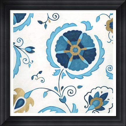 Framed Non-Embellished Gilded Indigo III Print