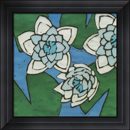 Framed Turquoise Batik Botanical II Print