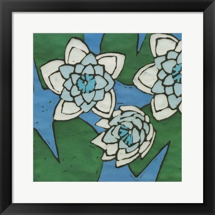 Framed Turquoise Batik Botanical II Print