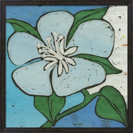 Framed Turquoise Batik Botanical VI Print