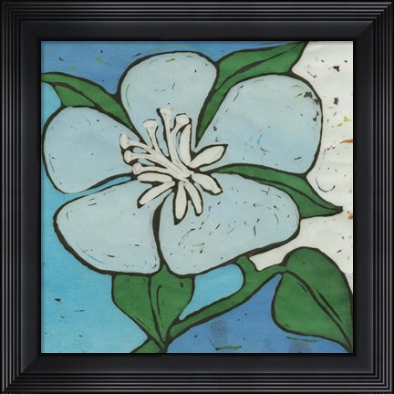 Framed Turquoise Batik Botanical VI Print