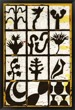 Framed Black Botanical 12-Patch Print