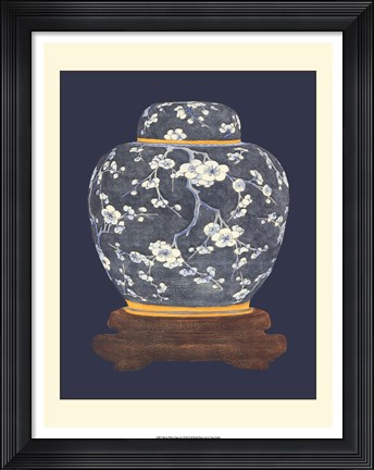 Framed Blue &amp; White Ginger Jar I Print