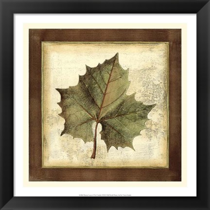 Framed Rustic Leaves I - No Crackle Print