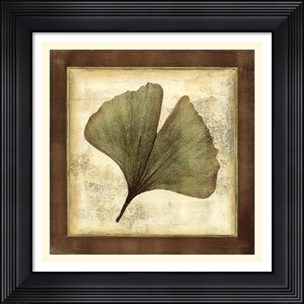 Framed Rustic Leaves IV - No Crackle Print