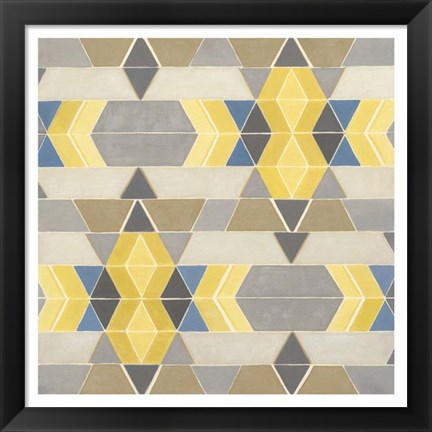 Framed Blue and Yellow Geometry I Print