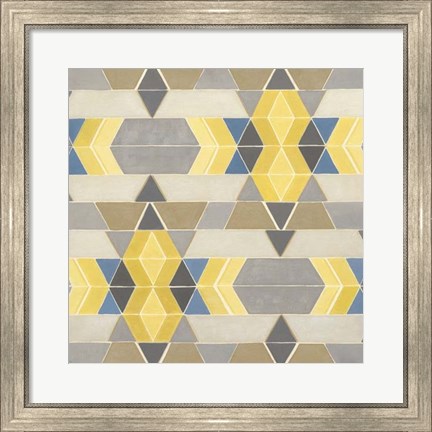 Framed Blue and Yellow Geometry I Print
