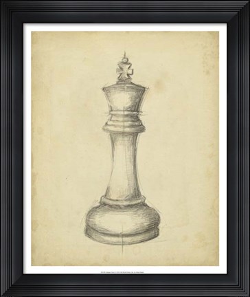 Framed Antique Chess I Print