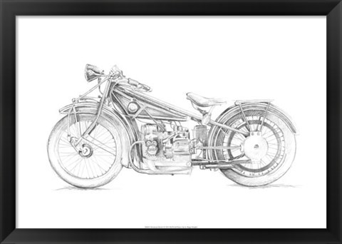 Framed Motorcycle Sketch I Print