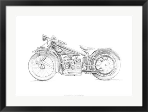 Framed Motorcycle Sketch I Print