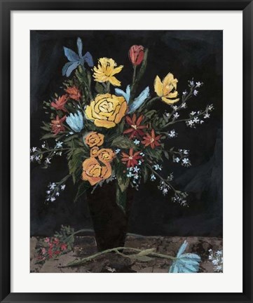 Framed Noir Floral I Print