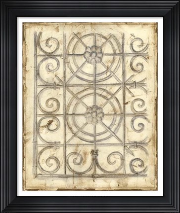 Framed Decorative Iron Sketch I Print