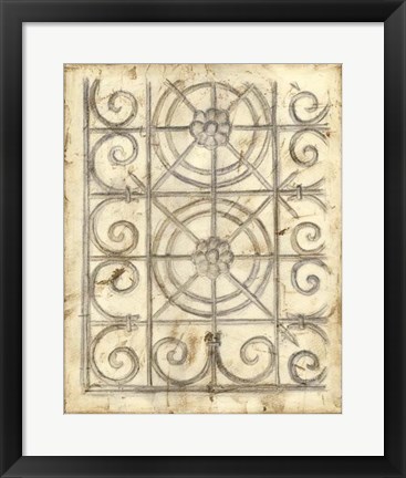 Framed Decorative Iron Sketch I Print