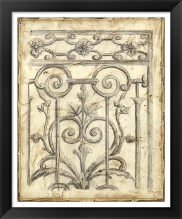 Framed Decorative Iron Sketch II Print