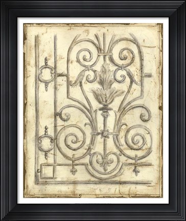 Framed Decorative Iron Sketch III Print
