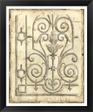 Framed Decorative Iron Sketch III Print