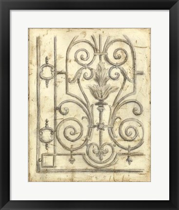 Framed Decorative Iron Sketch III Print