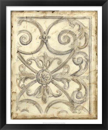 Framed Decorative Iron Sketch IV Print