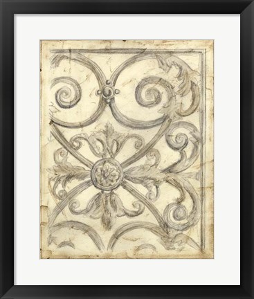 Framed Decorative Iron Sketch IV Print