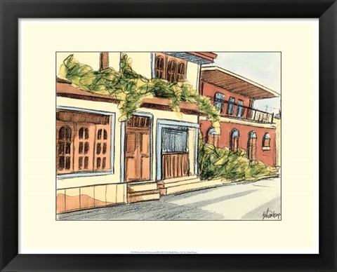 Framed Sketches of Downtown III Print