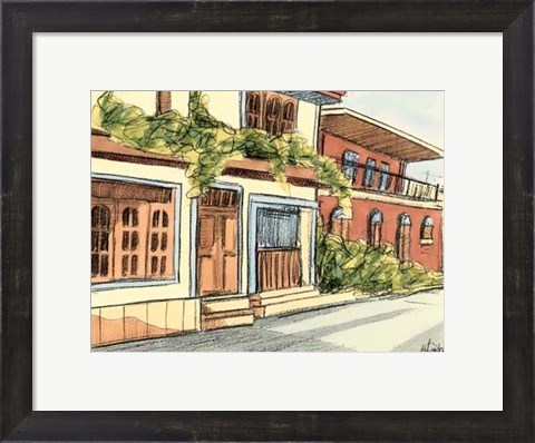 Framed Sketches of Downtown III Print