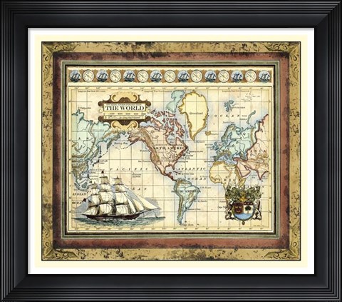 Framed Map of the World Print