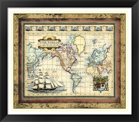 Framed Map of the World Print