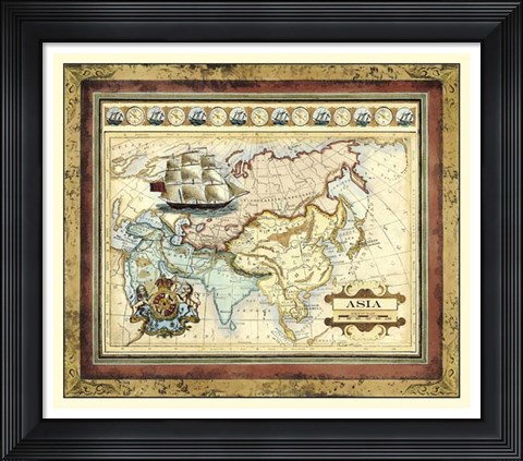 Framed Map of Asia Print