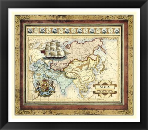 Framed Map of Asia Print